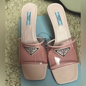 Prada Plexiglass and Patent Leather Sandals